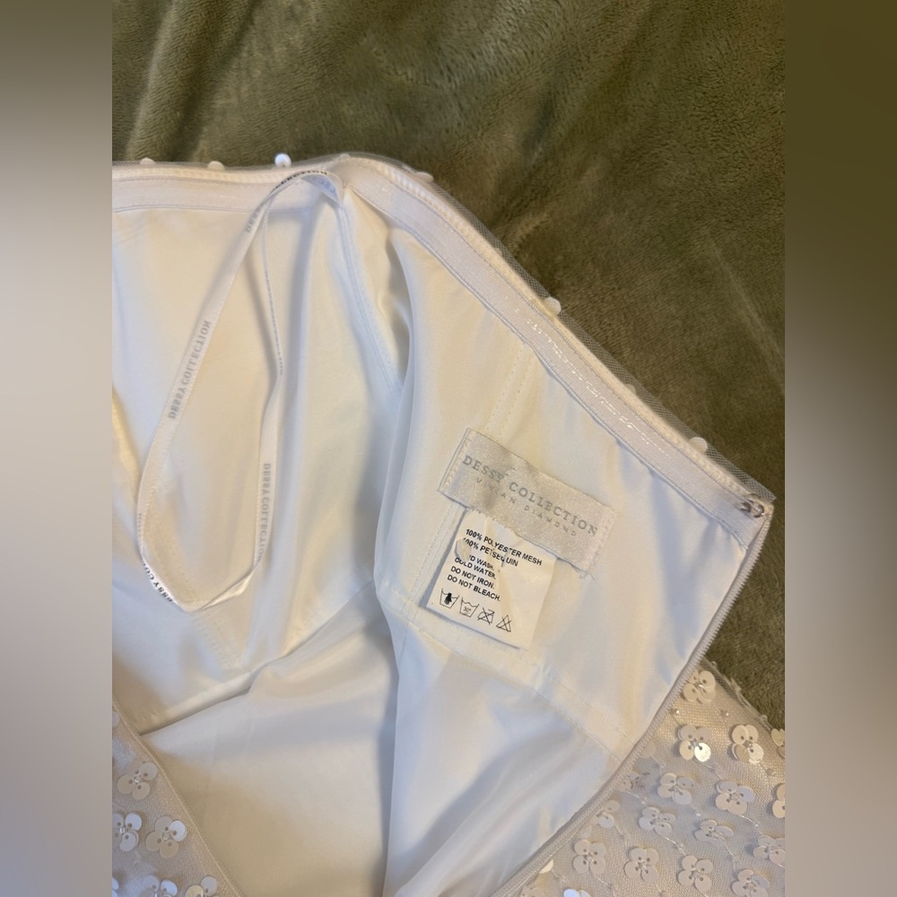 Dessy Pearl Sequin Strapless Mini Dress | Size 8 | Bridal / Cocktail - Picture 8 of 11